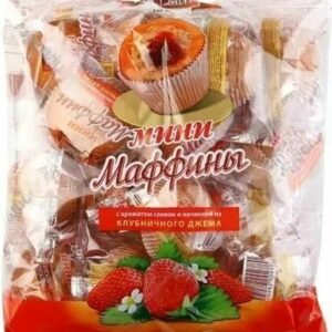 Маффины-мини 465г сливки и клубничный джем