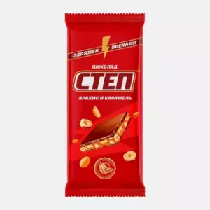 Шоколад 80г Степ овсяное печенье. арахис, карамель (Славянка КФ) [15]
