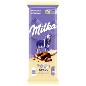 Шоколад молочный Милка Bubbles Кокос пористый молочный 87г